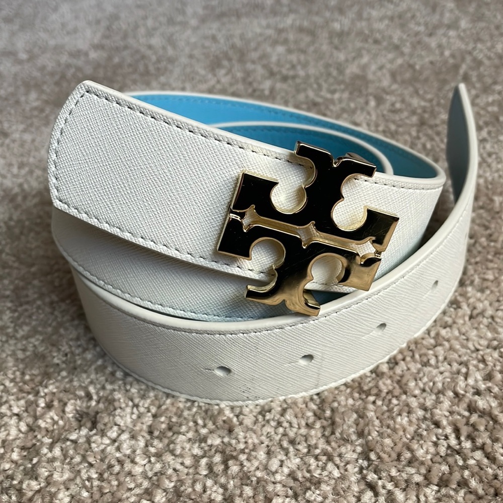 Tory Burch reversible belt. Blue and white. Size XS